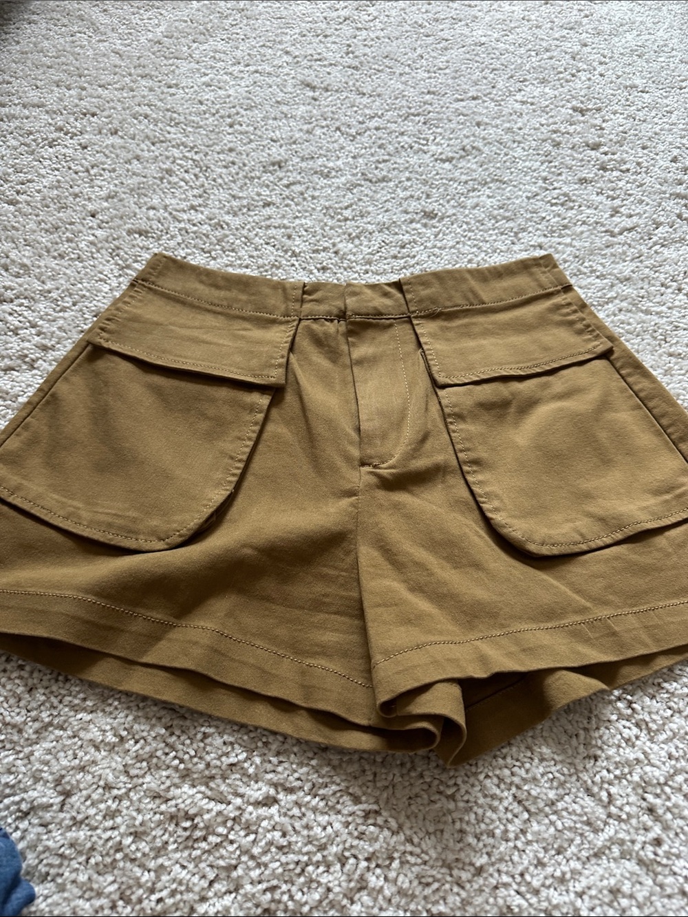 Forever 21 Olive-Tan Pocket Front High-Waist Shorts